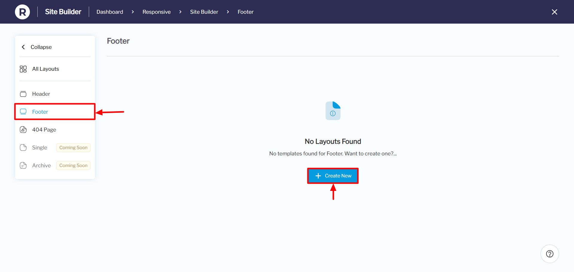 create new footer 