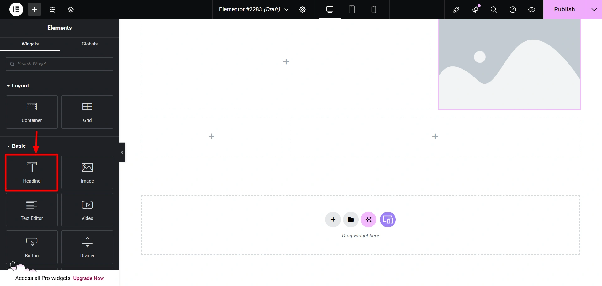 add heading widget