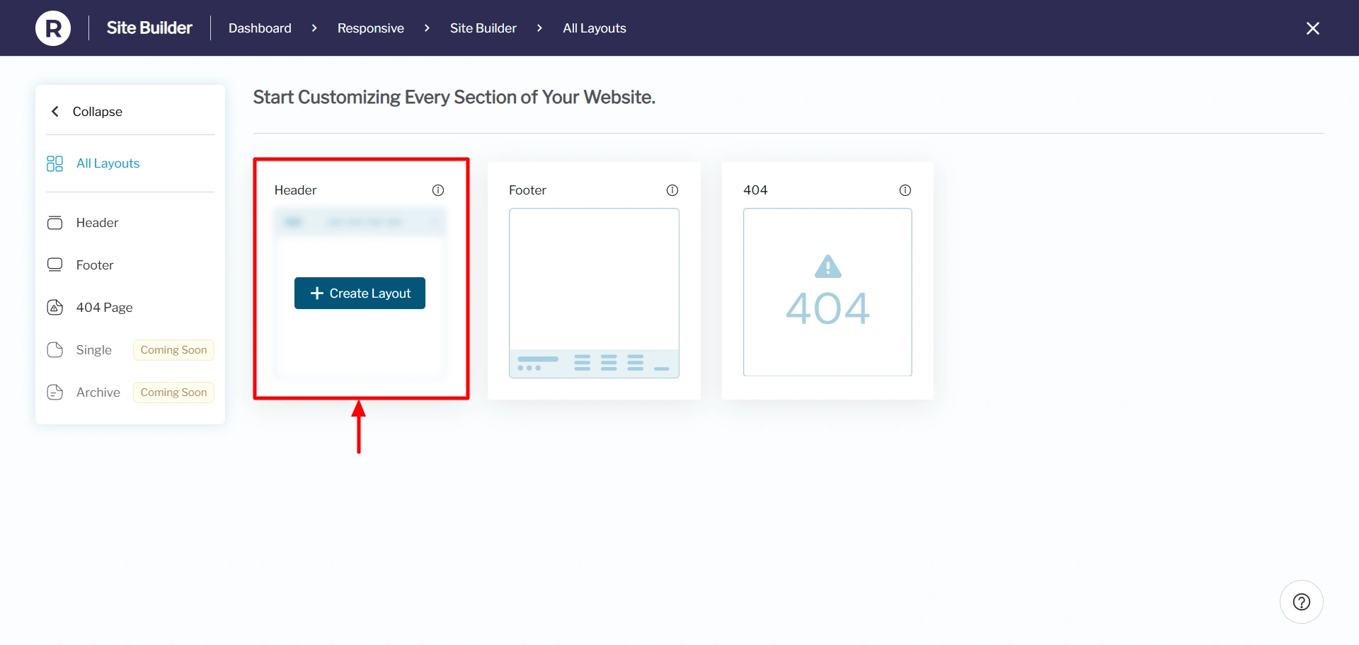 Create a header layout