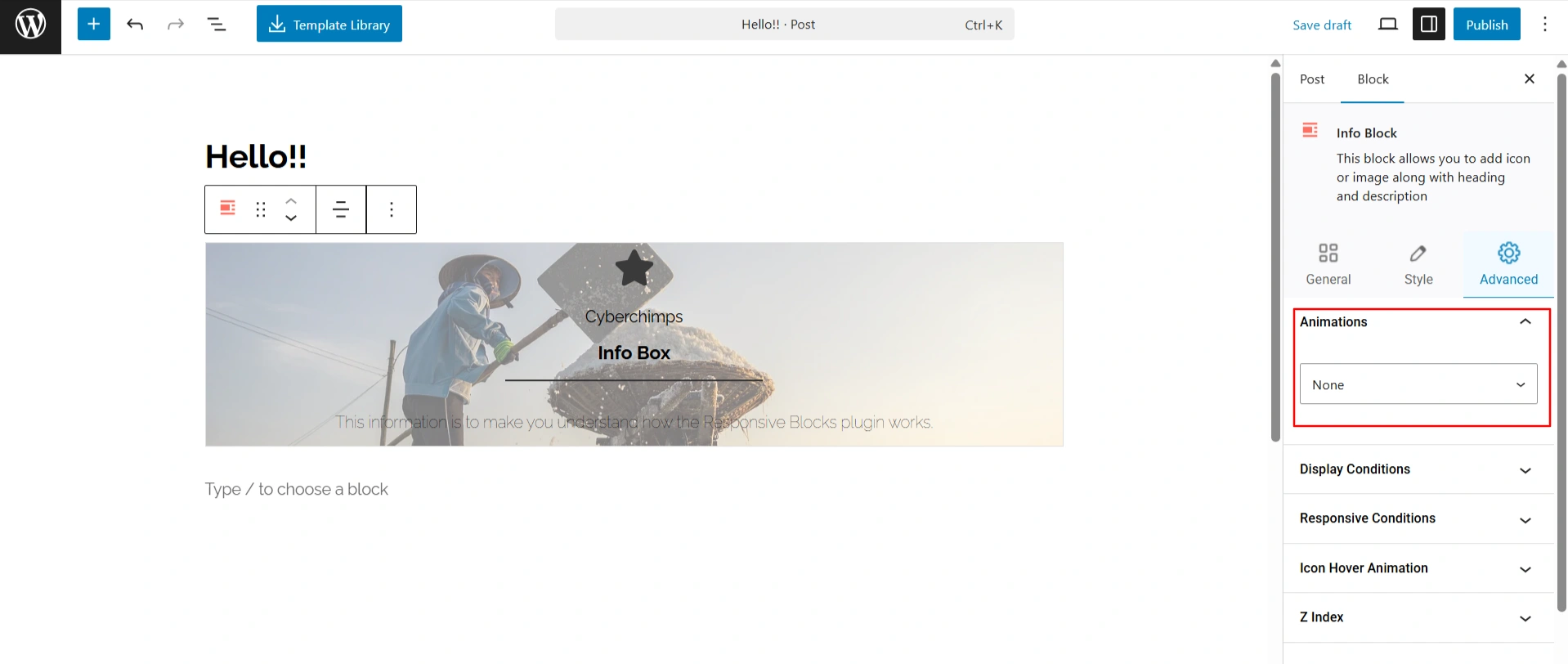 Responsive Blocks extension - Animation