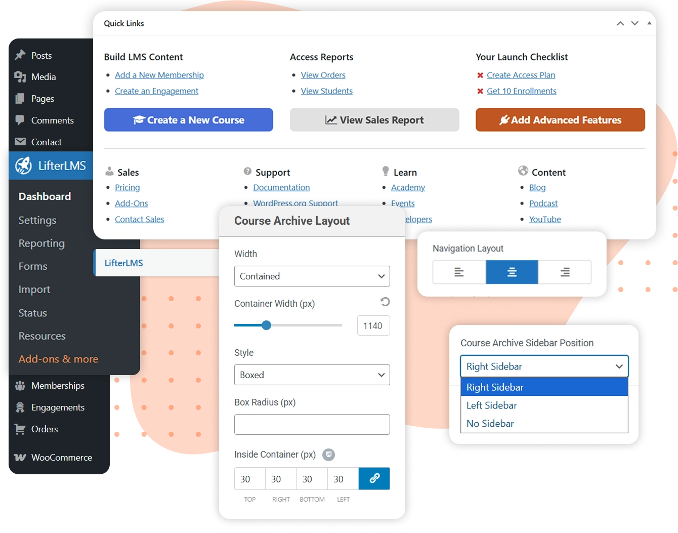 Lifter LMS features overlay