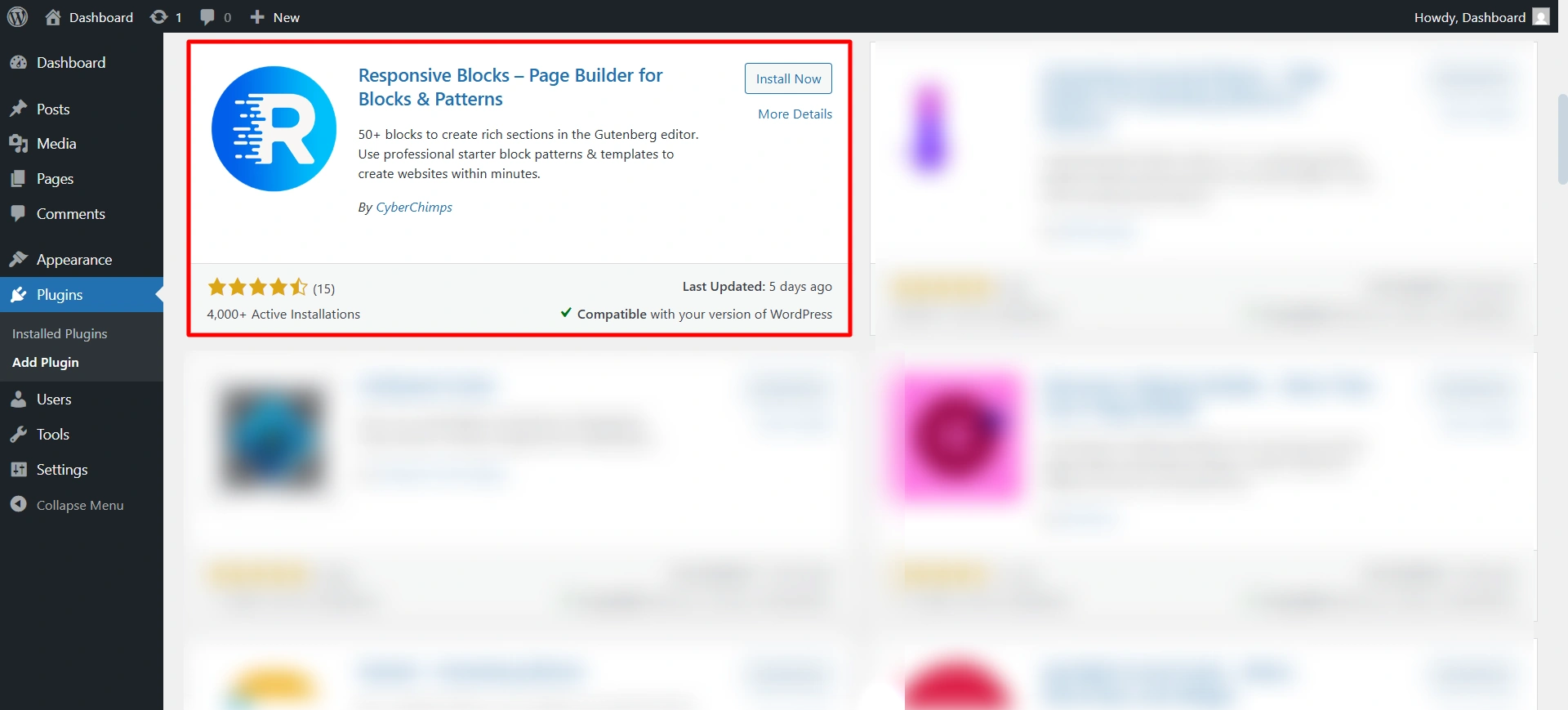 Responsive blocks plugin