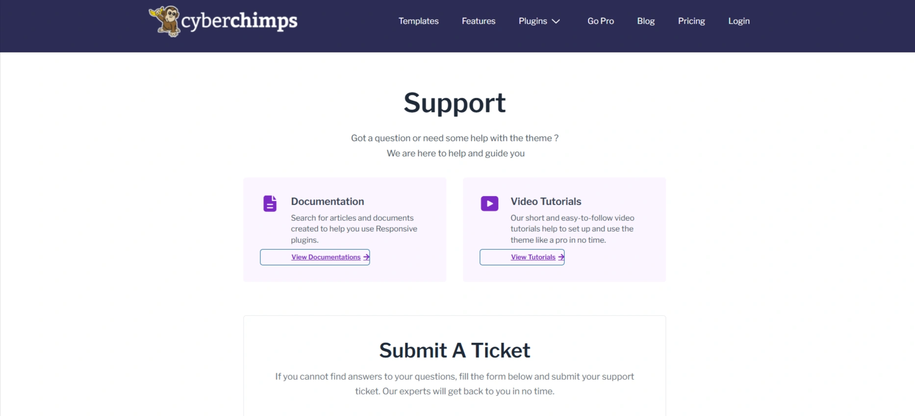 Cyberchimps Support Ticket
