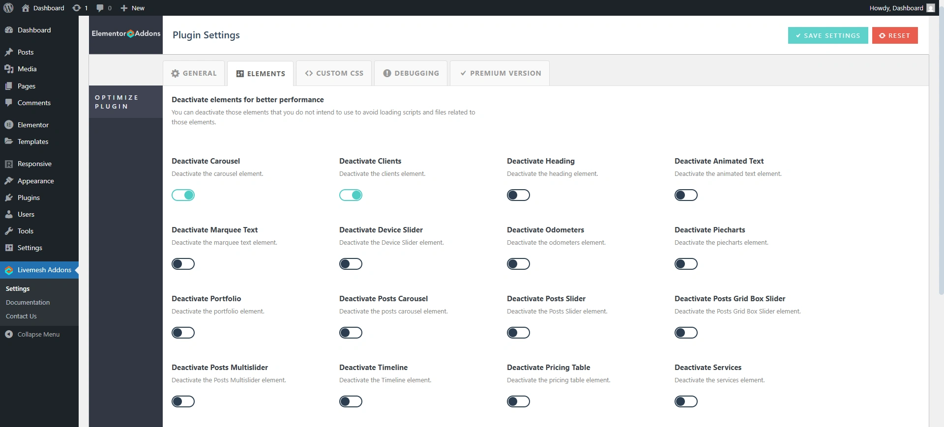 Livemesh widgets