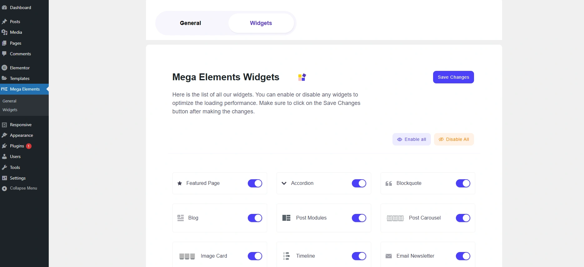 Mega Elements widgets