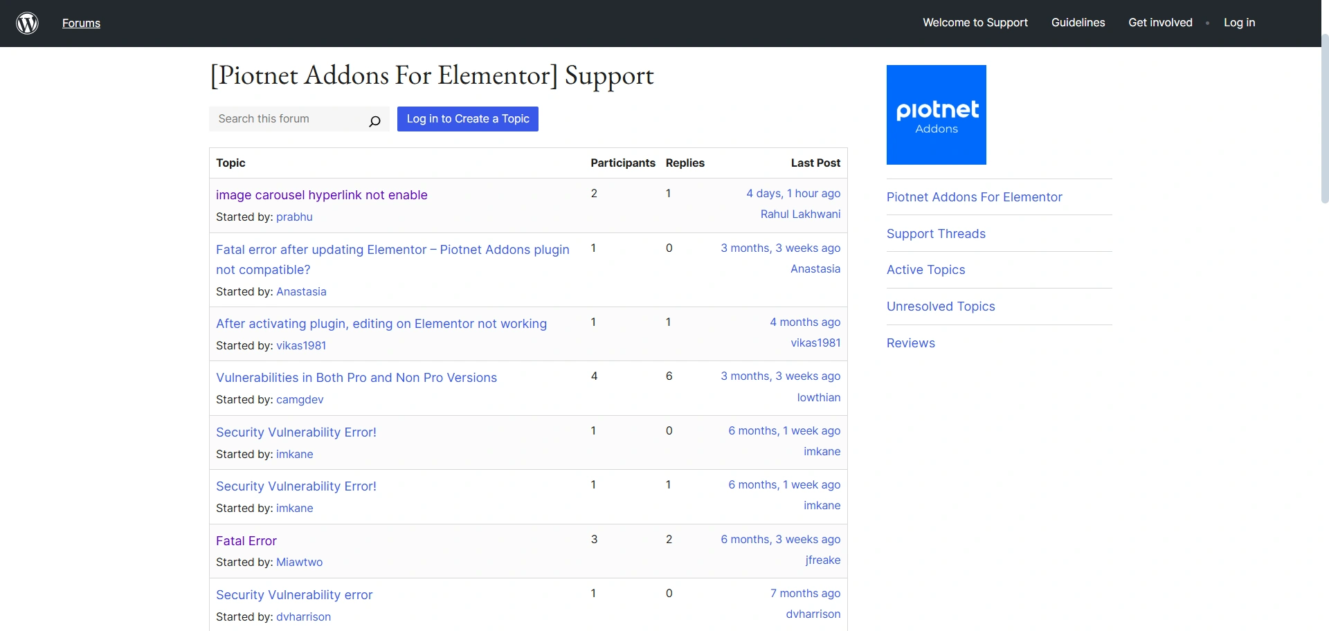 Piotnet Addons For Elementor Support