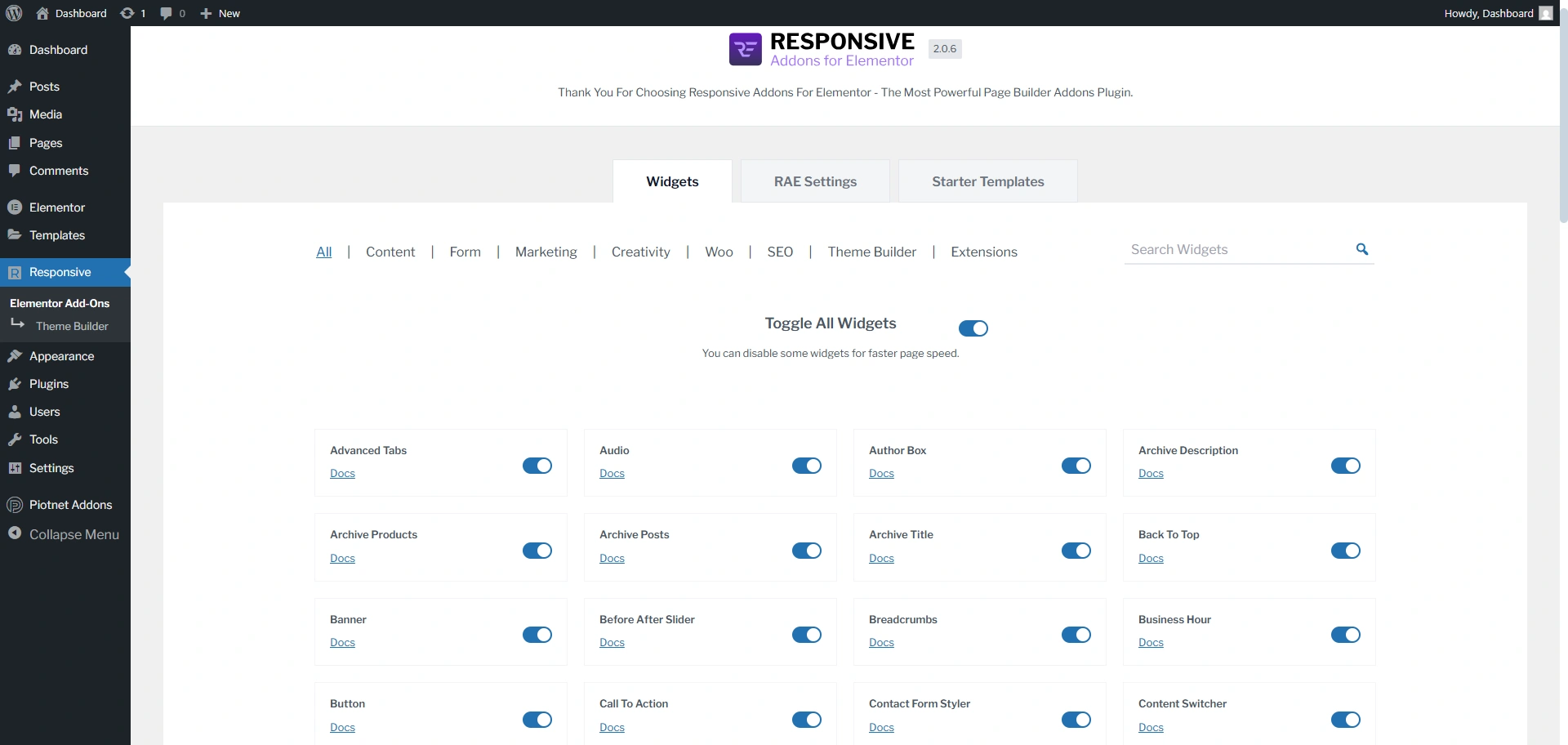 Responsive Addons Widget Library