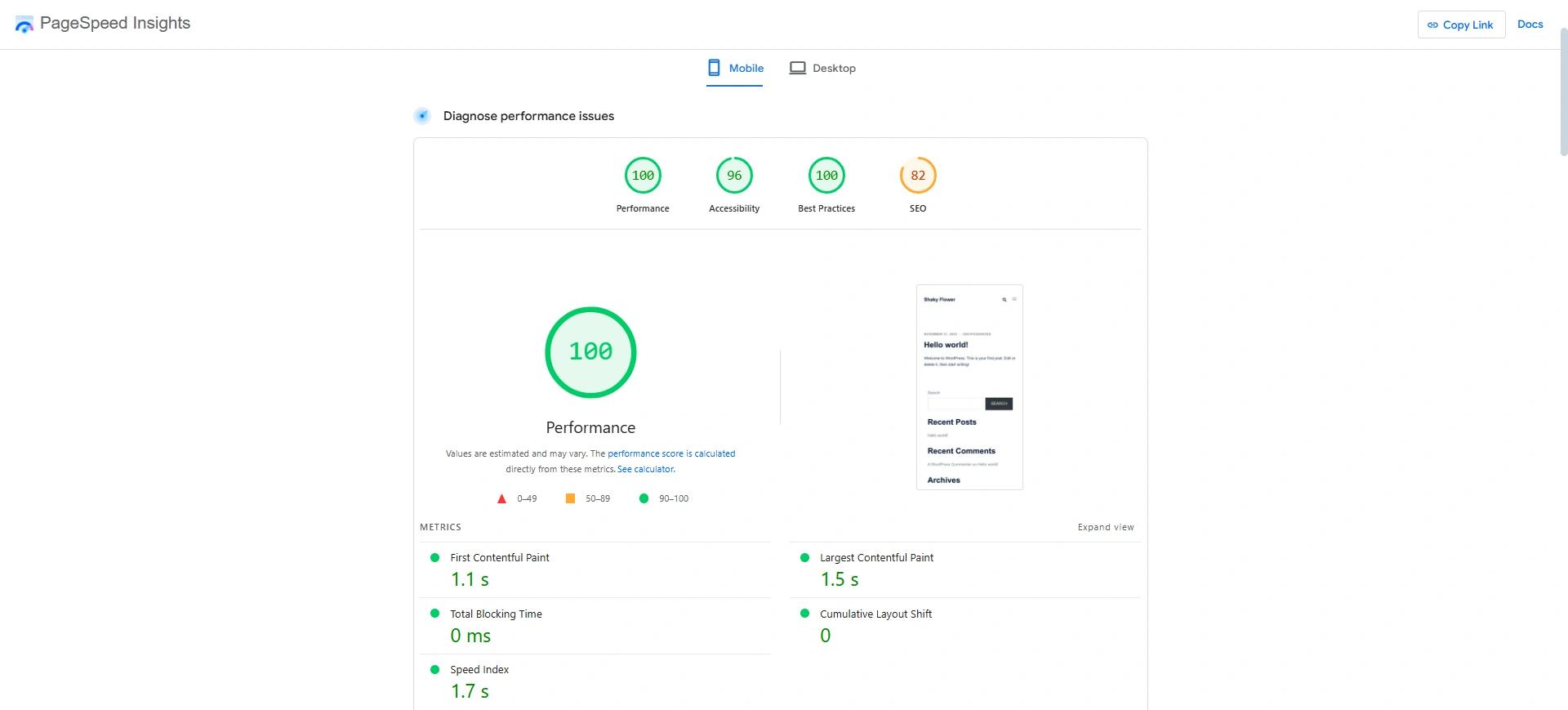 Sydney theme page insight test