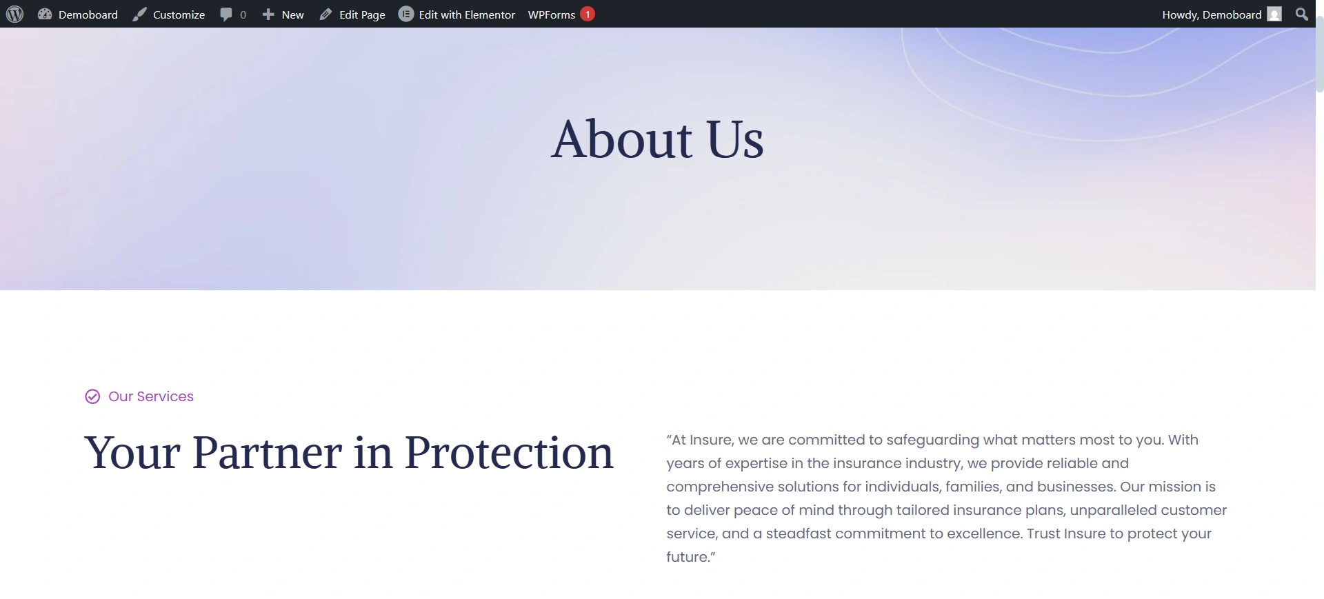 Insurance Starter Template About us page