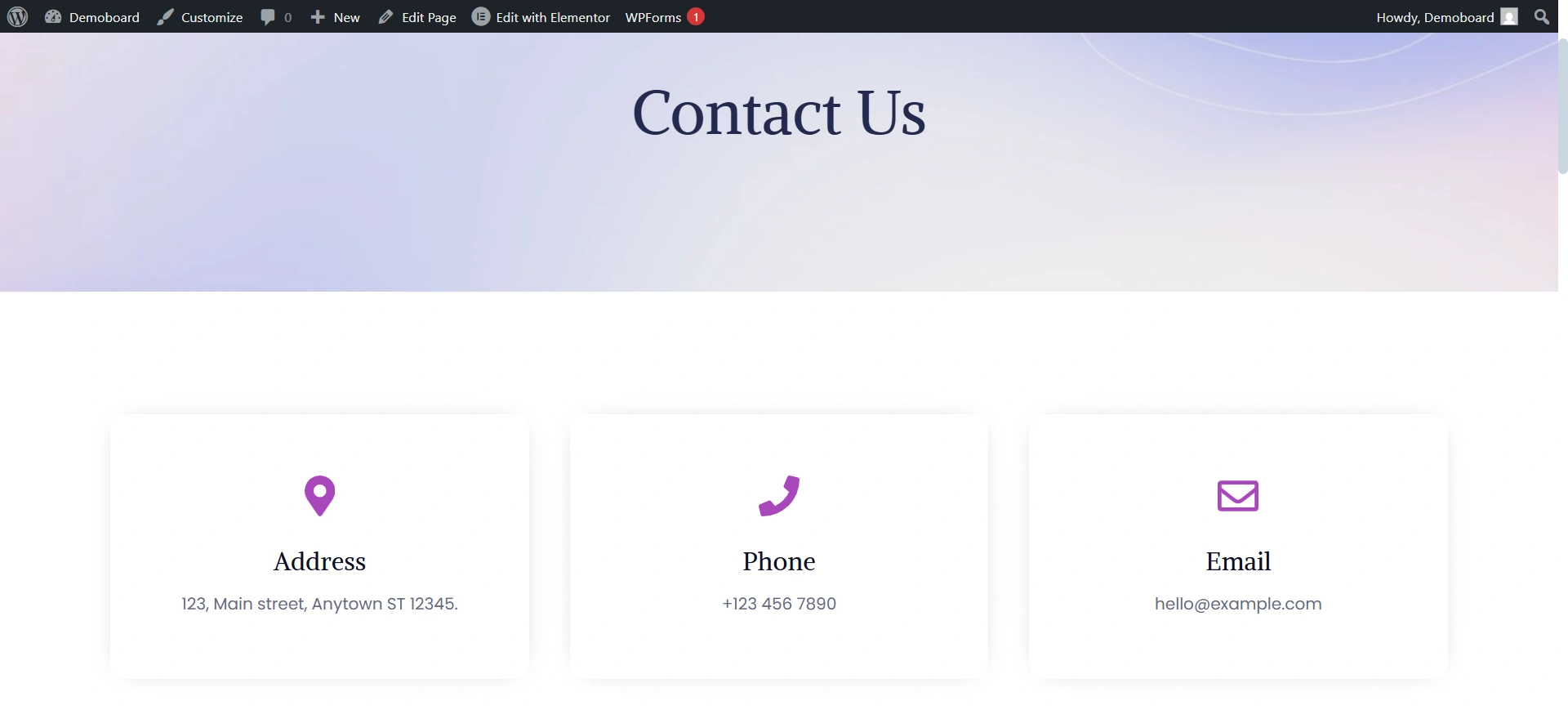 Insurance Starter Template Contact us page