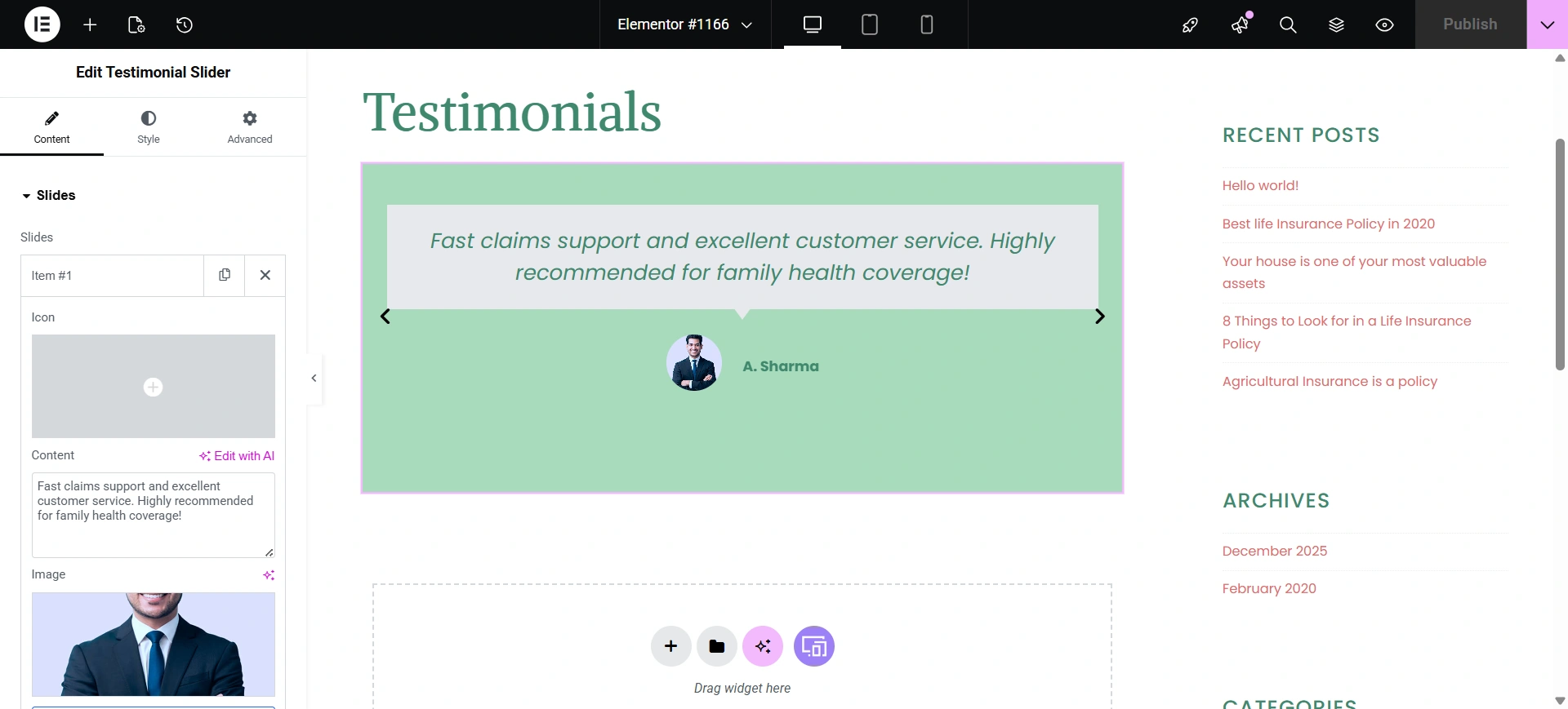 create testimonial