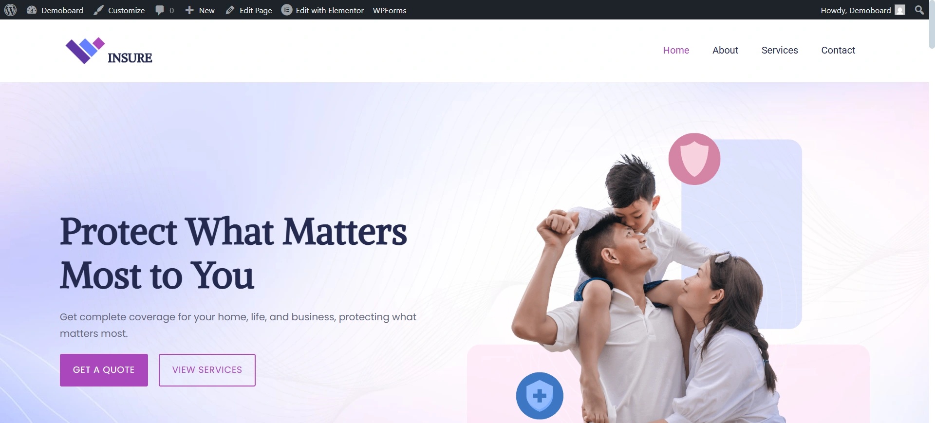 Insurance Starter Template homepage
