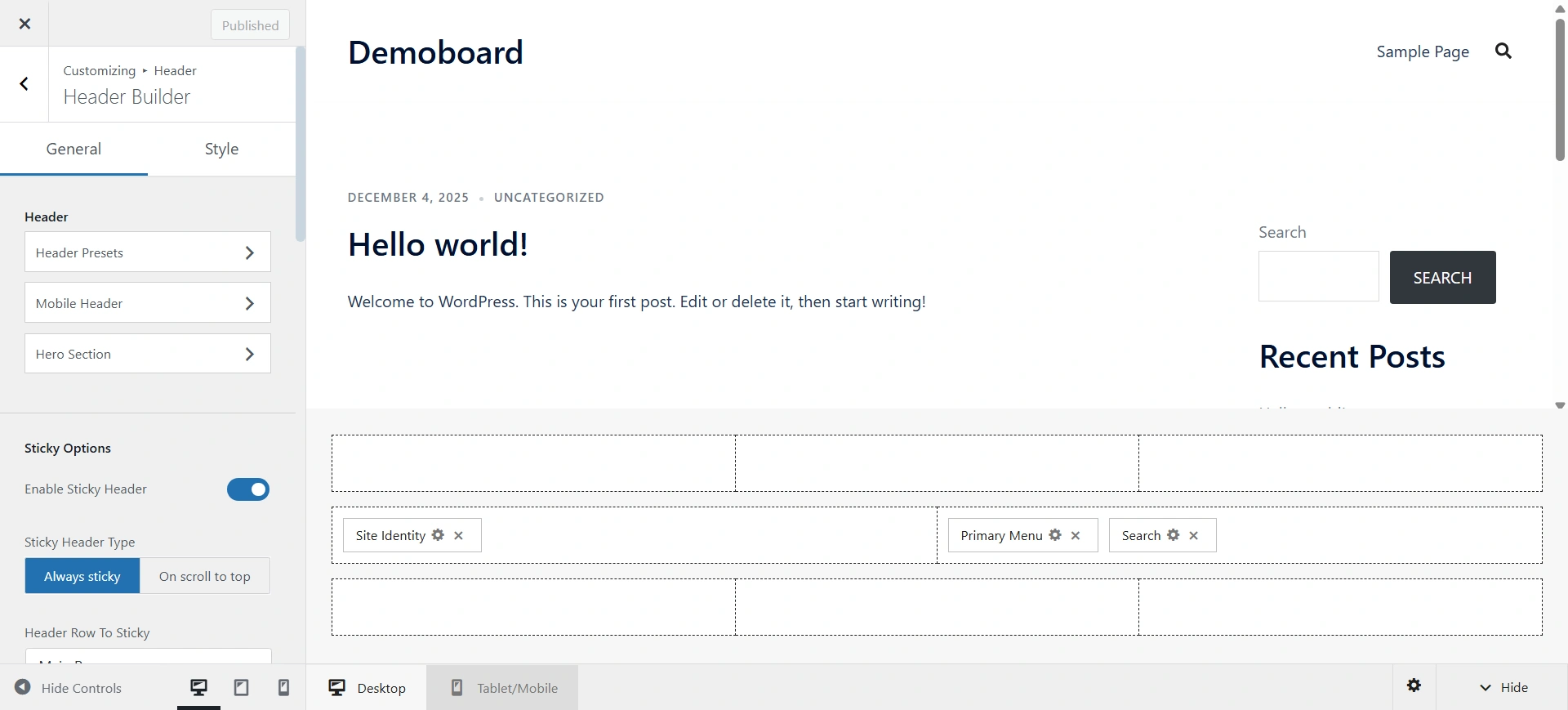 sydney Header Footer Builder