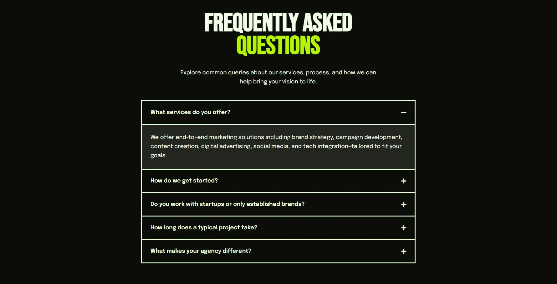 Landingpage-Marketing-FAQs section