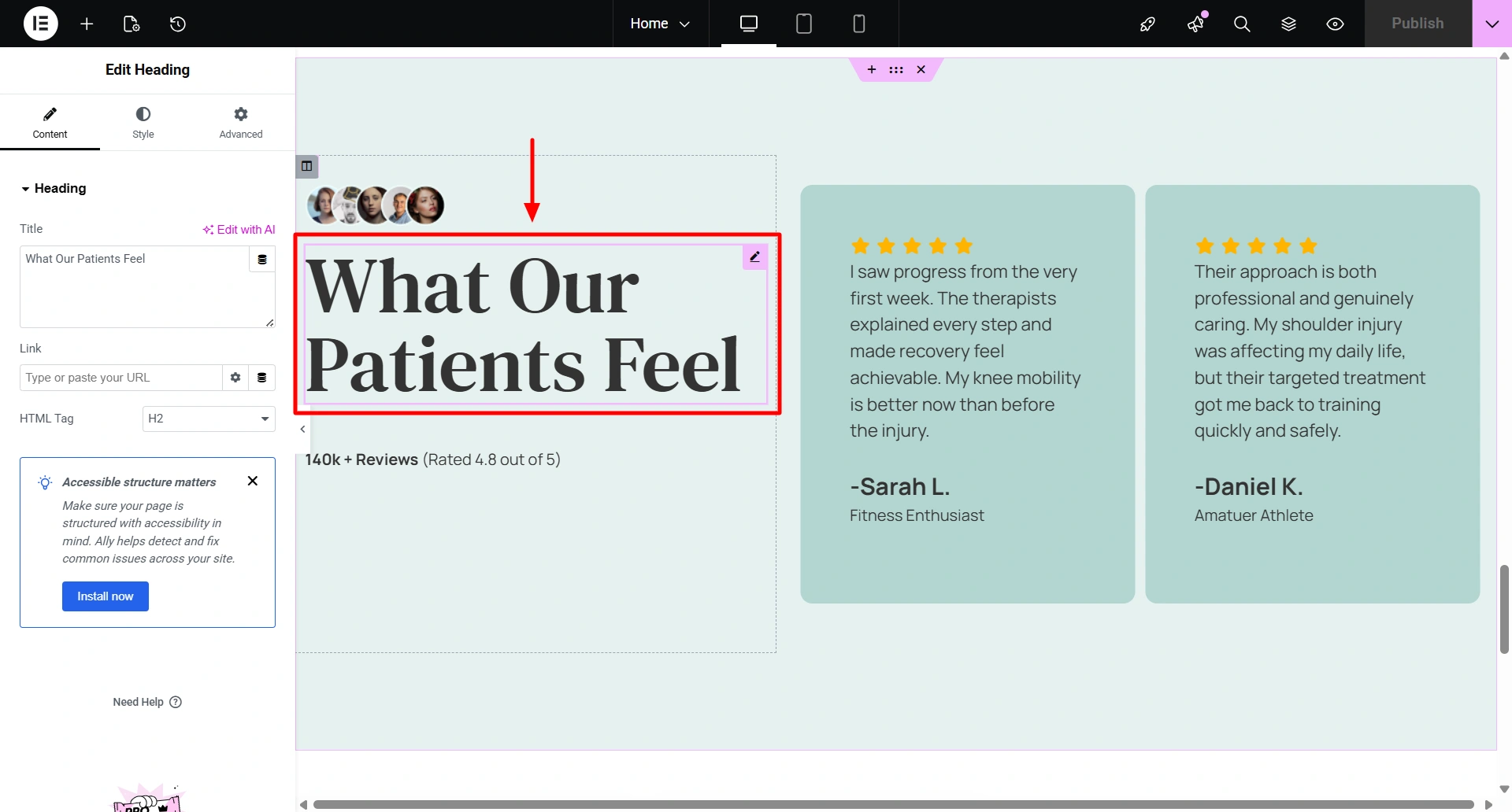 Choose the text widget