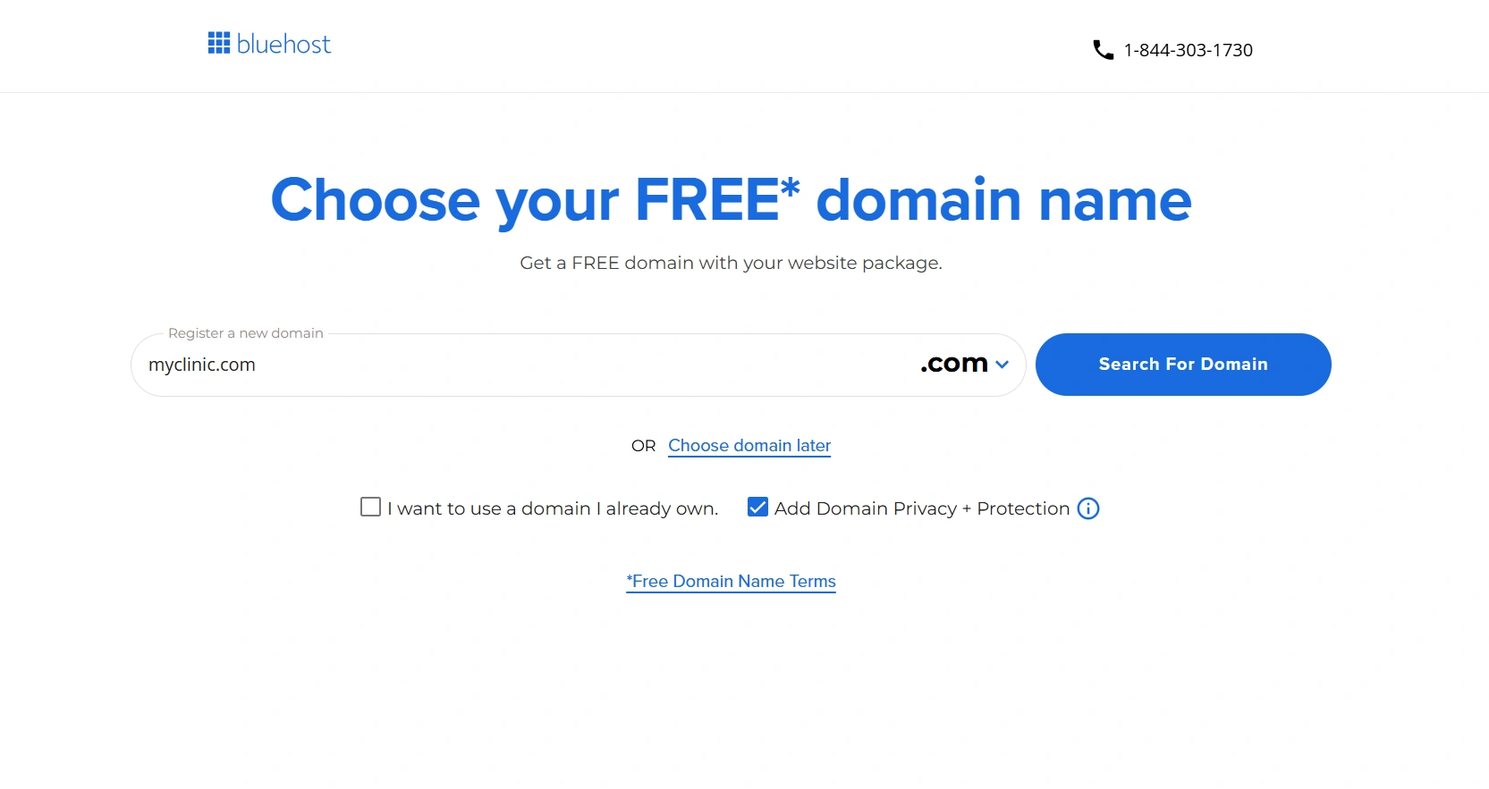 Select a domain name
